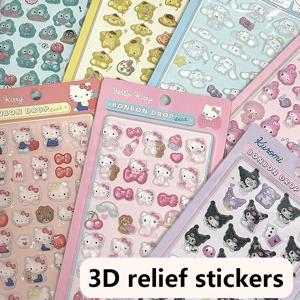 애니메이션 귀여운 KT 고양이 3D 투명 젤리 핑크 토끼 노랑 강아지 스티커 크리스탈 장식 스티커 장난감 크리스마스 생일 선물