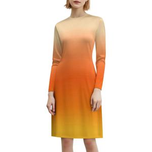 가을 캔디 콘 옴브레 그라데이션 보헤미안 민소매 드레스 여성용 프린트 비치 파티 드레스 가을 캔디 캔디 콘 캔디