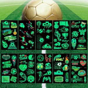 10 개/대 만화 축구 축구 농구 빛나는 문신 스티커 얼굴 팔 바디 어린이를위한 임시 방수 문신