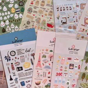 한국어 가져 오기 Suatelier 브랜드 신선한 꽃 음식 만화 스티커 Scrapbooking Diy 저널 편지지 스티커 데코 미적 선물