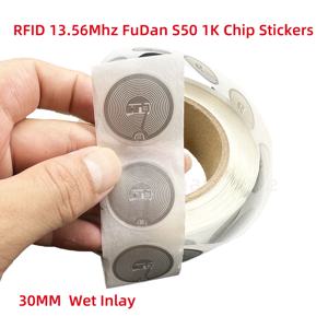 10pcs RFID S50 스마트 태그 14443A Mi F08 클래식 1K EV1 S50 습식 인레이 스티커 F08 1024 바이트 Lable RFID 태그 Andriod NFC 전화 용