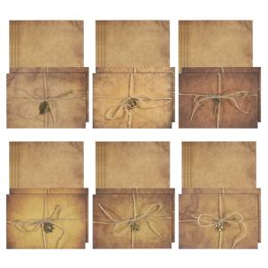 빈티지 선물 카드 봉투 세트, V 플랩 크리스마스 카드 봉투, 글자 장미 잎, 보트, 태양, 열쇠 액세서리, 150G, 10, 20, 24 세트