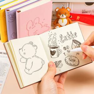 정사각형 노트 및 저널 미니 메모장 일기 일정 플래너 줄 지어/그리드/빈 쓰기 용지 학교 사무용품으로 돌아 가기