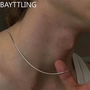 도매 1/2mm 925 스털링 실버 여성 쥬얼리 뱀 체인 목걸이 남성용 간단한 기본 체인 힙합 패션 액세서리