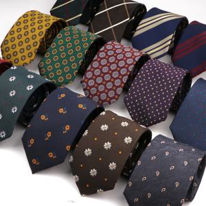 새로운 패션 망 넥타이 7.5cm 줄무늬 꽃 페이즐리 그린 다크 컬러 넥타이 맞는 웨딩 파티 회의 비즈니스 슬림 좁은 넥타이
