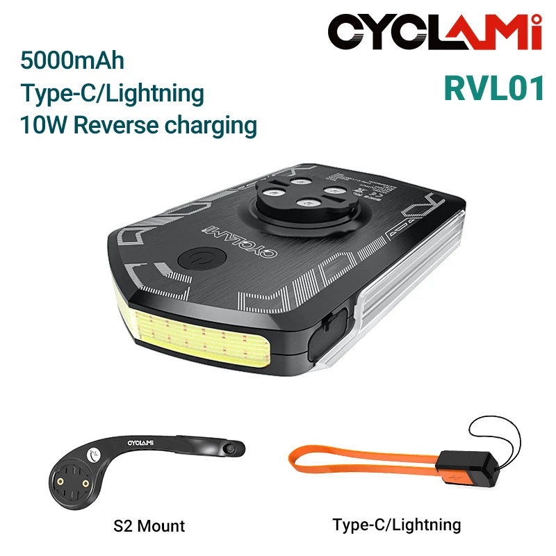 CYCLAMI RVL01 자전거 헤드라이트 주간 전조등 5000mAh 자전거 안전 가시성 사이클링 라이트 Garmin XOSS IGS 충전용