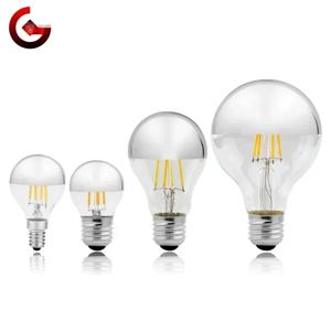 거울 실버 레트로 에디슨 LED 전구 E14 E27 4W G45 A60 ST64 G80 G95 빈티지 필라멘트 Lampada LED 램프 따뜻한 흰색 조명