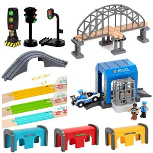 모든 종류의 나무 트랙 액세서리 너도밤 나무 나무 철도 기차 트랙 부품 맞는 브랜드 나무 트랙 어린이 선물 용품