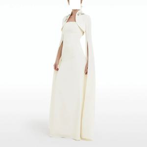 CustomizedBatwing 슬리브 지퍼 백 저지 클래식 바닥 길이 스트레이트 플리츠 레이스 스팽글 웨딩 드레스 정장 긴 소매