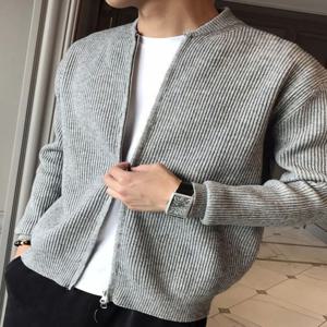 남성 니트 가디건 스웨터 봄 가을 2025 더블 지퍼 디자인 순색 다용도 심플 스타일 패션 아우터웨어