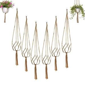 창의적인 직조 정원 화분 그물 코튼 대마 로프, 손으로 짠 간단한 실내 및 실외 벽걸이 벽, 1PC