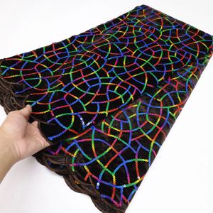 나이지리아 벨벳 시퀀스 레이스 원단, 아프리카 보일 자수, 수제 구슬 그물 레이스 원단, 파티 원피스, 2025 하이 퀄리티