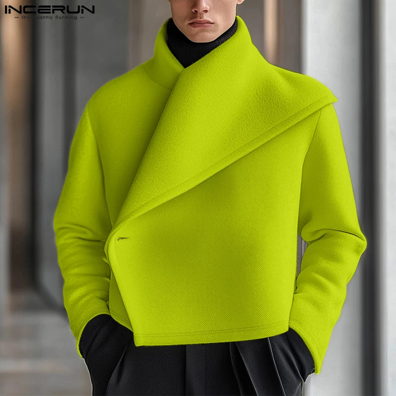 세련된 캐주얼 스타일 탑 INCERUN 신사복 해체 디자인 솔리드 루즈 자켓 잘 생긴 남성 긴팔 자켓 코트 2025