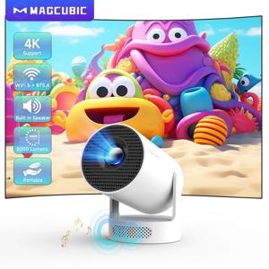 Magcubic HY300 Pro + 프로젝터 4K 풀 HD 720P 스피커 내장 8000 루멘 Android 11 WiFi BT5.4 야외 회의용 프로젝터