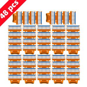 남성용 수동 면도 헤드 교체 5겹 블레이드 8개의 편안한 면도 블레이드 최신 블루 피부 손상 없음 충전되지 않음