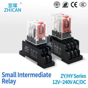 ZHICAN 고출력 중간 릴레이 소형 DC24V/12V AC220-110V 8/14핀 베이스 전자 장비용