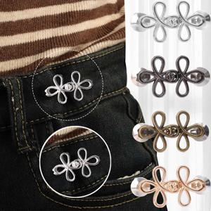 2PCS 네 잎 클로버 버클 조절기 허리 강화제 합금 조절 가능한 허리 버클 바지 스커트 용 분리형 원활한 버튼