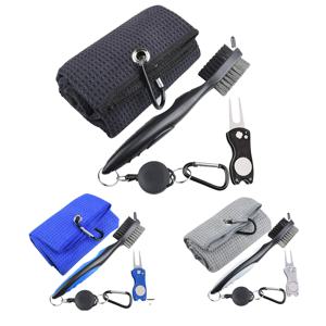 골프 클럽 브러시 및 마이크로 화이버 타월 청소 키트 양면 그루브 청소 브러시 ​​WithLawn Repair Fork Golf Cleaning Accessor