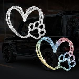 1PC 개 발 하트 반짝이 장식 자동차 스티커 방수 DlY 자동 창 연료 탱크 캡 오토바이 장식 비닐 데칼