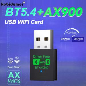 WiFi 6 AX900 블루투스 5.4 WiFi USB 어댑터 무선 네트워크 카드 2.4G&5GHz Wi-Fi 안테나 USB (PC/노트북 Win10/11 드라이버 불필요)