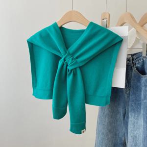 봄 가을 여성용 크로스 니트 숄 넥 보호용 작은 숄 고급 울 스카프 에어컨 방용 가짜 칼라