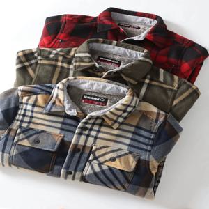 두꺼운 플리스 가을 겨울 남성용 플란넬 체크 무늬 따뜻한 캐주얼 칼라 긴팔 셔츠 스탠다드 핏 폴리에스터 나일론 혼합 섬유