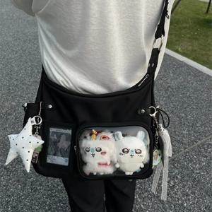 Y2K 한국 투명 이타백 소녀 스윗 로리타 JK 핸드백 패션 스쿨 크로스백 하라주쿠 애니메이션 배지 디스플레이 토트백