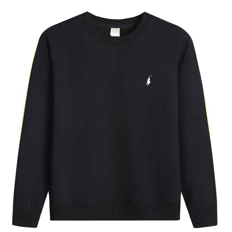 RL 자수 스포츠웨어 코튼 남성용 봄 가을 얇은 스타일 긴팔 남성용 라운드넥 풀오버 상의 남성 의류