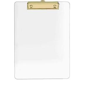 투명 아크릴 클립보드 A4 레터 사이즈 (8.6인치 x 12.2인치), 금색 클립이 있는 사무용 클립보드