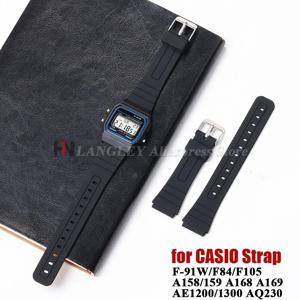 카시오 W800H 시계 밴드용 18mm 실리콘 시계 스트랩 SGW400 F91W F84 F105/108/A158/168 AE1200/1300용 블랙 소프트 고무 팔찌