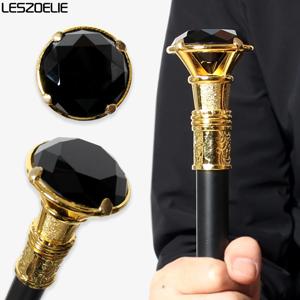 90cm 우아한 다크 스타일 블랙 다이아몬드 워킹 스틱 골드 핸들 패셔너블 장식용 남녀 코스프레 지팡이