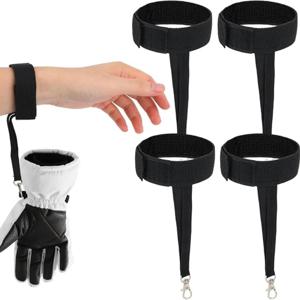 4개 스키 장갑 안전 스트랩 내구성 있는 스포츠 탄성 장갑 끈 키체인 포함 실용적인 스키 스노보드 액세서리