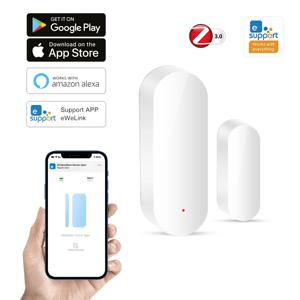 Zigbee 스마트 도어 윈도우 센서 스마트 홈 열림/닫힘 감지기 EWeLink App 제어 보안 알람 Alexa Google 홈과 함께 작동
