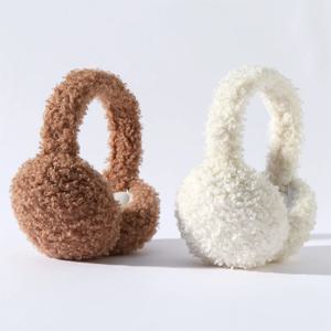 Anjj 2025 신상 곱슬 플러시 귀마개 야외 방풍 따뜻한 접이식 여성 남성용 귀덮개 패션 겨울 액세서리