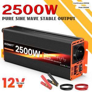 2500W 피크 전력 순수 사인파 인버터 DC 12V에서 AC 220V 230V로 변환, RV 여행 및 가전제품용 EU 소켓, LCD 디스플레이 보호 기능 포함
