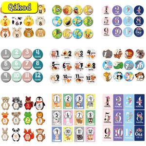 12 Pcs 달 스티커 아기 사진 마일스톤 기념 월간 신생아 기념 카드 번호 사진 액세서리 선물