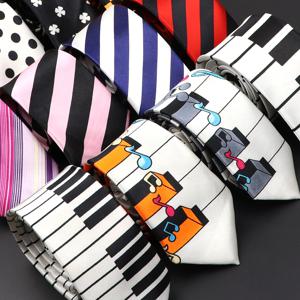 남자 클래식 스키니 넥타이 패션 다채로운 음표 인쇄 피아노 폴리 에스터 5cm 너비 넥타이 파티 코스프레 선물 액세서리