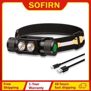 SOFIRN H25L USB 충전식 1000LM 헤드램프 18650 배터리 듀얼 TN-3535 90CRI 5000K 헤드 플래시라이트 캠핑 낚시용 토치