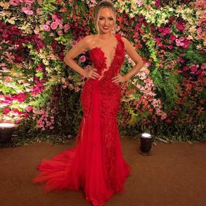 섹시한 레드 레이스 댄스 파티 드레스 한 어깨 아플리케 여성을위한 인어 파티 드레스 정장 이브닝 드레스 맞춤형 가운 드 Soirée