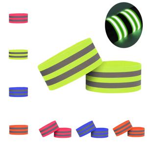 반사 밴드 신축성 있는 완장 손목 밴드 발목 다리 스트랩 야간 조깅용 안전 반사판 테이프 스트랩 걷기 자전거 타기