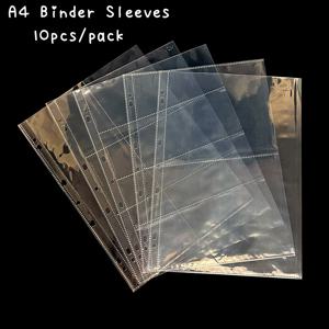 Sharkbang 10pcs A4 바인더 슬리브 7 홀 엽서 스티커 주최자 11 디자인 PP 리필 링 가방 편지지 액세서리