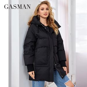 GASMAN 2023 브랜드 고품질 단색 여성 재킷, 블랙 패션 따뜻한 코트, 겨울 다운 재킷, 후드 파카 83271