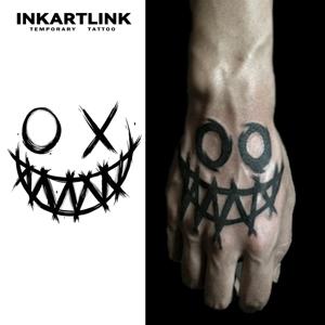 스마일 페이스 임시 문신 스티커, 방수 마법 문신, 15일까지 지속되는 가짜 문신, 반영구적 문신