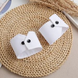 쉬운 소매 커프스 흰색 셔츠 스타일 여성 단순 결혼식 거짓 소매 6XDA