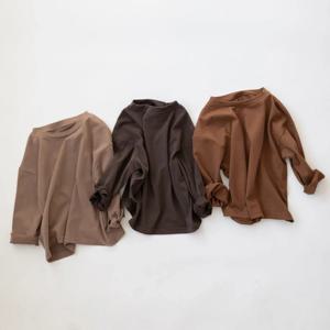 새로운 2024 100% 코튼 신생아 베이비 보이 기본 긴팔 티셔츠 아기 옷 소녀 솔리드 컬러 소프트 탑