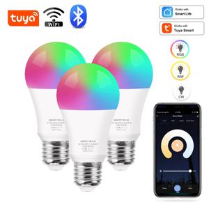 Tuya Wifi/블루투스 스마트 전구 Alexa Led 램프 E27 RGB 스마트 전구 Google Assisatnt Smart Life 용 110V 220V 스마트 램프