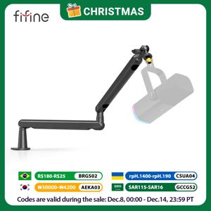 FIFINE 조정 가능한 로우 프로파일 암 마이크 스탠드(케이블 관리/데스크 마운트 포함), K688 Ampligame AM8-BM88용 서스펜션 붐