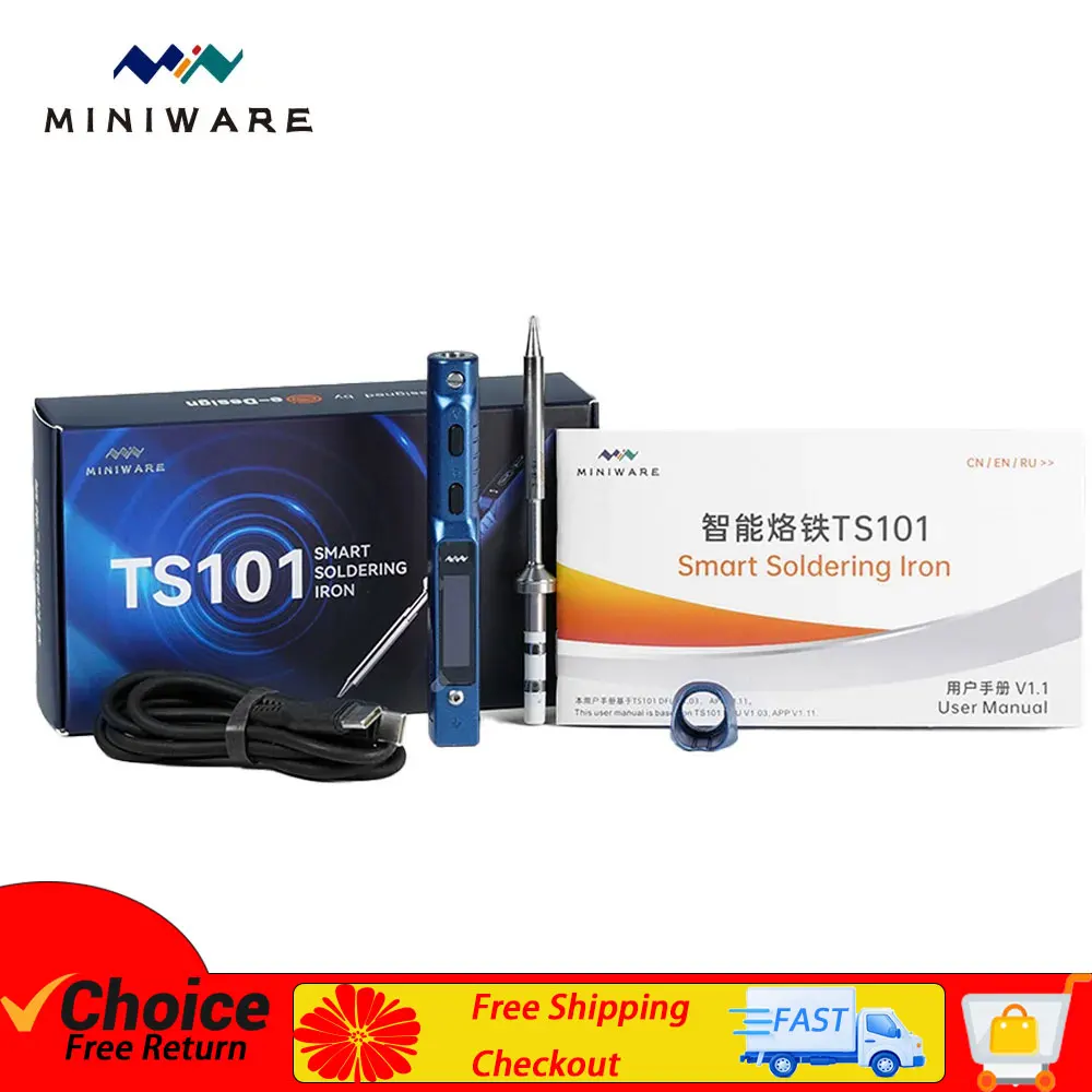 Miniware TS101 납땜 인두 TS100 업그레이드 기존 휴대용 조절 온도 디지털 솔더 스테이션 팁 TS-BC2 PD3.1 90W