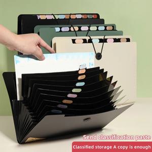 세 가지 색상 가로 A4 폴더 학생 사무실 출장 다층 대용량 5/8/13 레이어 보관 오르간 가방