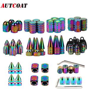 AUTCOAT 4개/대 다색 타이어 밸브 스템 캡, 자동차, SUV, 자전거 및 자전거, 트럭, 오토바이용 범용 스템 커버